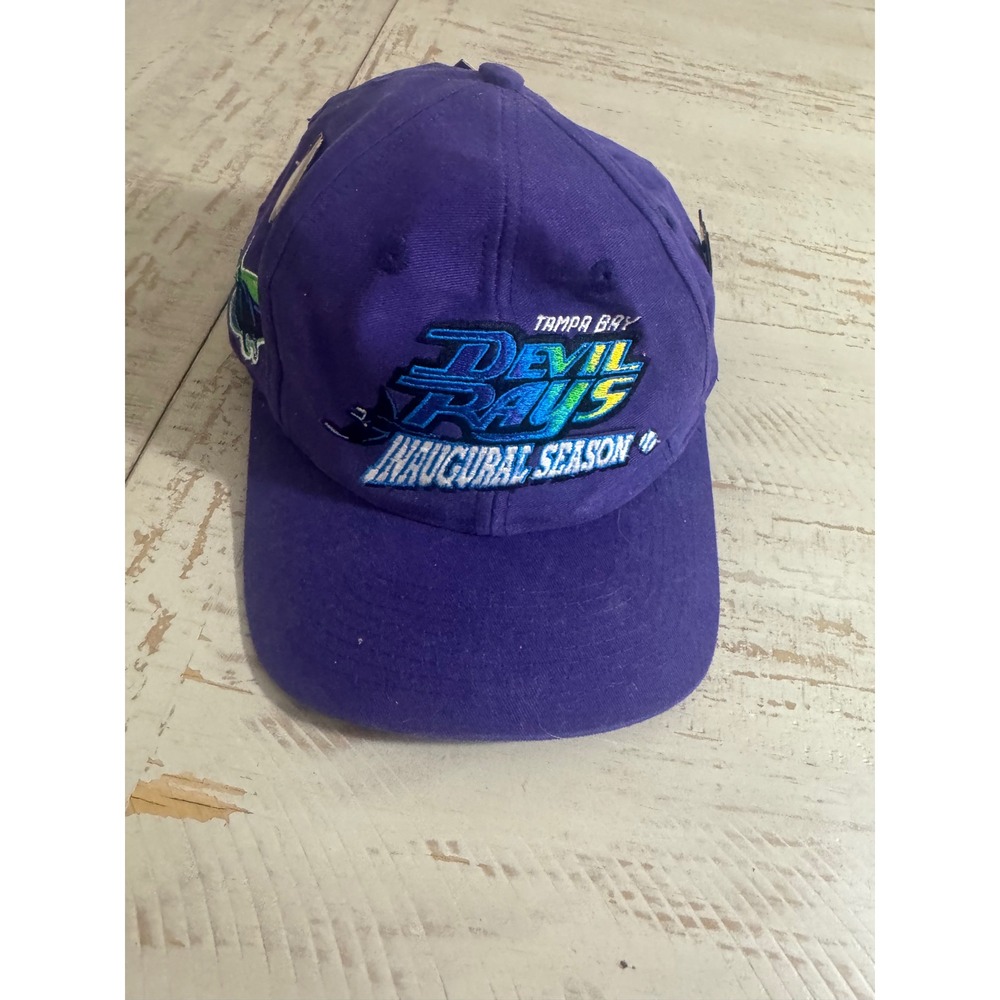 Vintage Tampa Bay Devil Rays Inaugural Season 1998 Hat 5 Collector Pins Purple